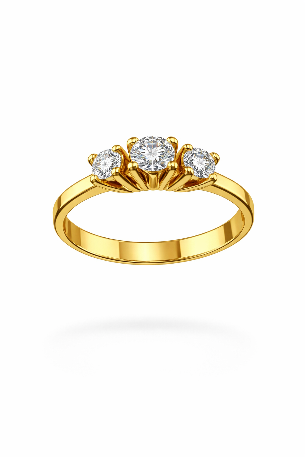 American Diamond Three-Stone Ring in Yellow Gold Finish-Saleh Sallom Main image