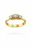 American Diamond Three-Stone Ring in Yellow Gold Finish-Saleh Sallom