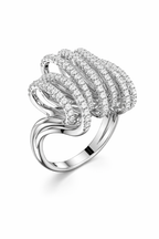 American Diamond Multi-Row Wave Ring in Rhodium-Plated Sterling Silver-Saleh Sallom