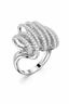 American Diamond Multi-Row Wave Ring in Rhodium-Plated Sterling Silver-Saleh Sallom