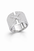 American Diamond Pavé Statement Ring in Rhodium-Plated Sterling Silver-Saleh Sallom