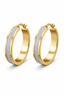 Gold Hoop Earrings with Diamond-Dust Center Inlay-Saleh Sallom