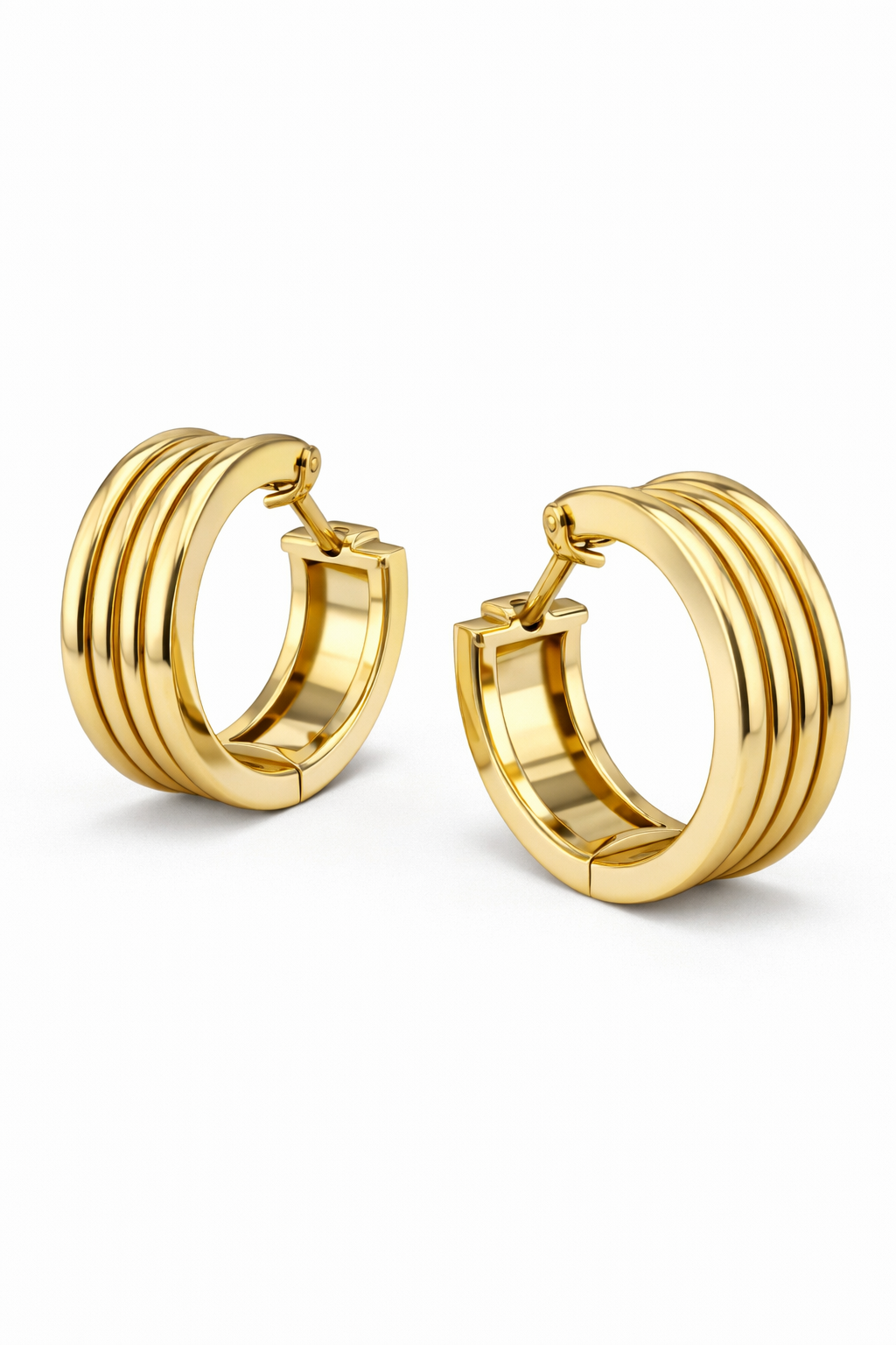 Classic Multi-Row Hoop Earrings in Gold-Plated Sterling Silver-Saleh Sallom