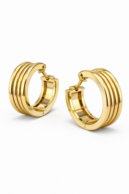 Classic Multi-Row Hoop Earrings in Gold-Plated Sterling Silver-Saleh Sallom