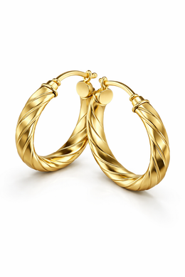 Twisted Hoop Earrings in Gold-Plated Sterling Silver-Saleh Sallom