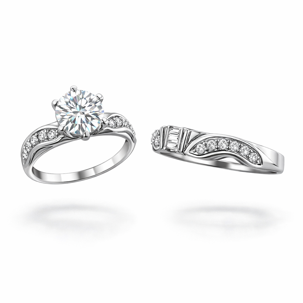 Rhodium-Plated Sterling Silver (Couple Set)-Saleh Sallom