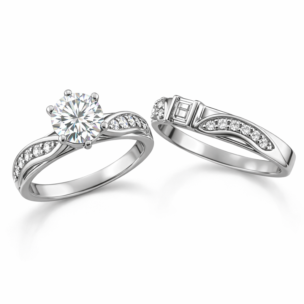 Rhodium-Plated Sterling Silver (Couple Set)-Saleh Sallom
