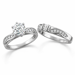 Rhodium-Plated Sterling Silver (Couple Set)-Saleh Sallom