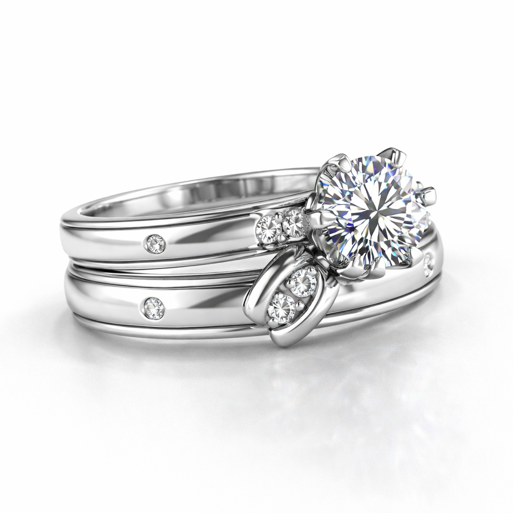 Rhodium-Plated Sterling Silver (Couple Set) Secondary image