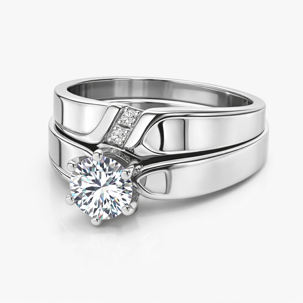 Rhodium-Plated Sterling Silver (Couple Set)-Saleh Sallom