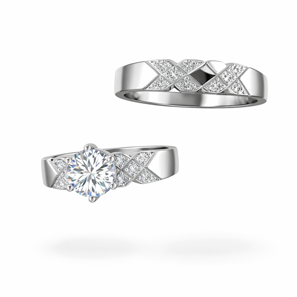Rhodium-Plated Sterling Silver (Couple Set)-Saleh Sallom