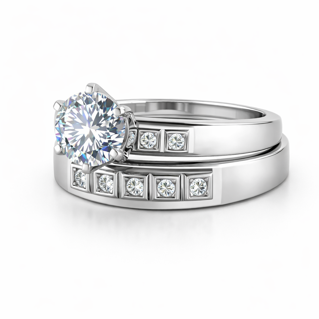 Rhodium-Plated Sterling Silver (Couple Set)-Saleh Sallom