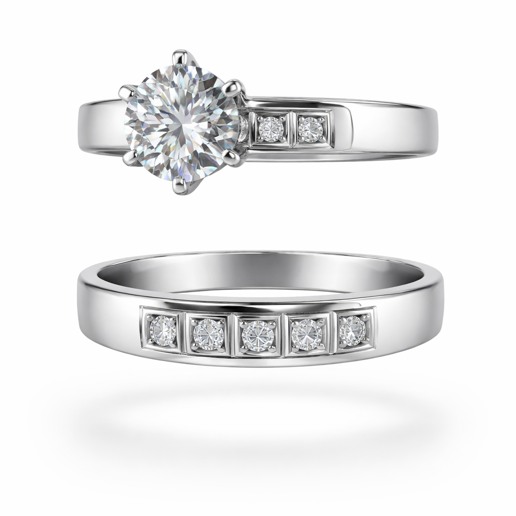 Rhodium-Plated Sterling Silver (Couple Set)-Saleh Sallom