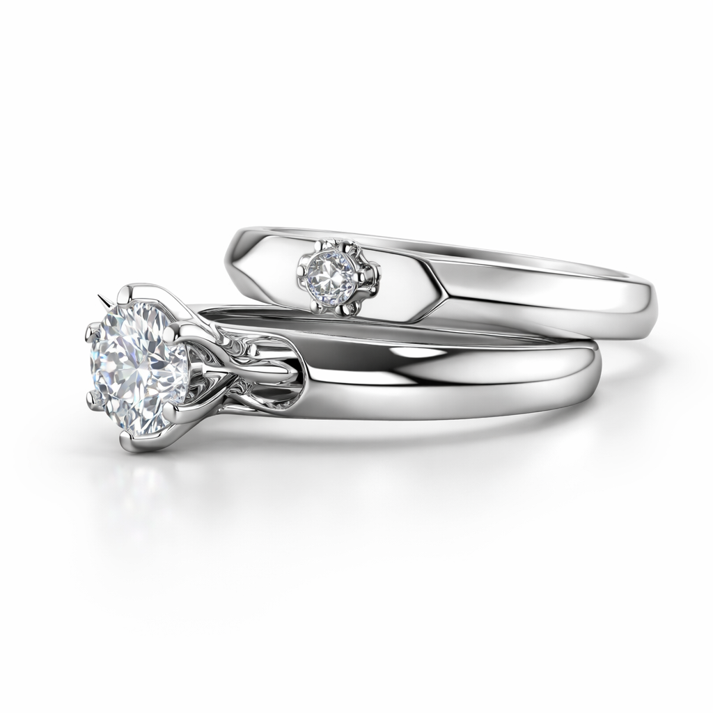 Eterna Solitaire American Diamond Ring Rhodium-Plated Sterling Silver-Saleh Sallom