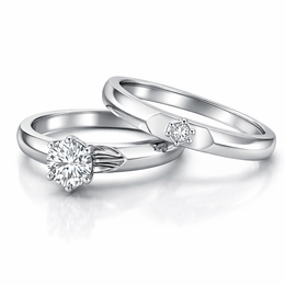 Eterna Solitaire American Diamond Ring Rhodium-Plated Sterling Silver-Saleh Sallom