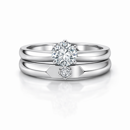 Eterna Solitaire American Diamond Ring Rhodium-Plated Sterling Silver-Saleh Sallom