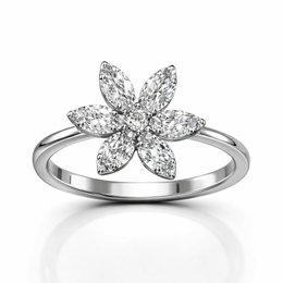Floral American Diamond Jewelry Set in Rhodium-Plated Sterling Silver-Saleh Sallom