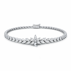 Floral American Diamond Jewelry Set in Rhodium-Plated Sterling Silver-Saleh Sallom