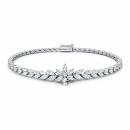Floral American Diamond Jewelry Set in Rhodium-Plated Sterling Silver-Saleh Sallom
