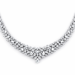 Leaf-Inspired American Diamond Jewelry Set in Rhodium-Plated Sterling Silver-Saleh Sallom