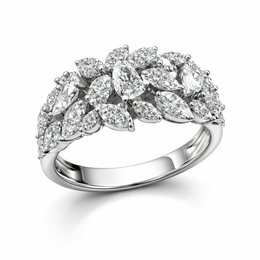 Leaf-Inspired American Diamond Jewelry Set in Rhodium-Plated Sterling Silver-Saleh Sallom