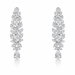 Leaf-Inspired American Diamond Jewelry Set in Rhodium-Plated Sterling Silver-Saleh Sallom