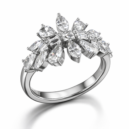 Leaf Elegance American Diamond Jewelry Set Rhodium-Plated Sterling Silver-Saleh Sallom
