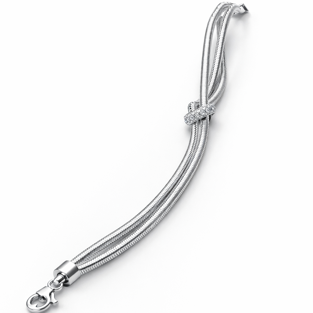 Minimal Elegance American Diamond Jewelry Set Rhodium-Plated Sterling Silver-Saleh Sallom