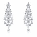 Floral Cascade American Diamond Jewelry Set Rhodium-Plated Sterling Silver-Saleh Sallom