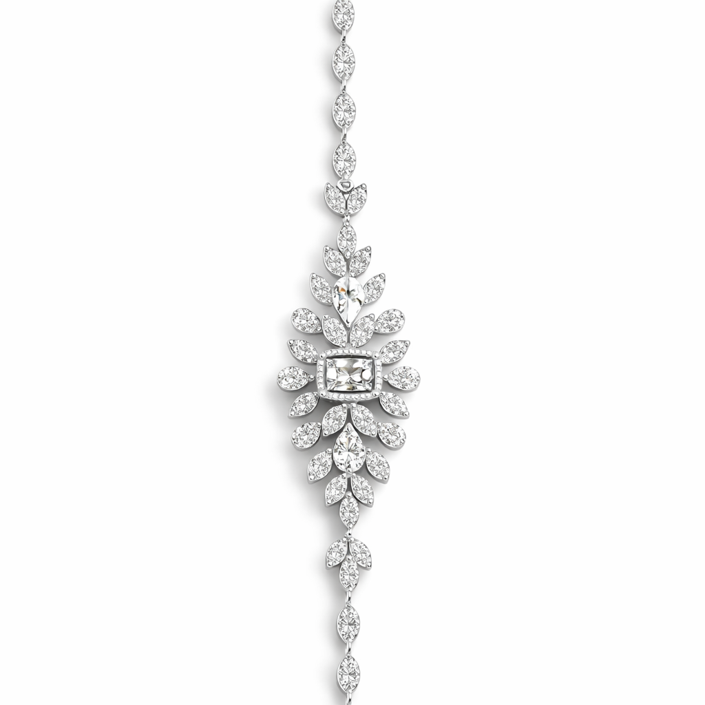 Imperial Cascade American Diamond Jewelry Set Rhodium-Plated Sterling Silver-Saleh Sallom