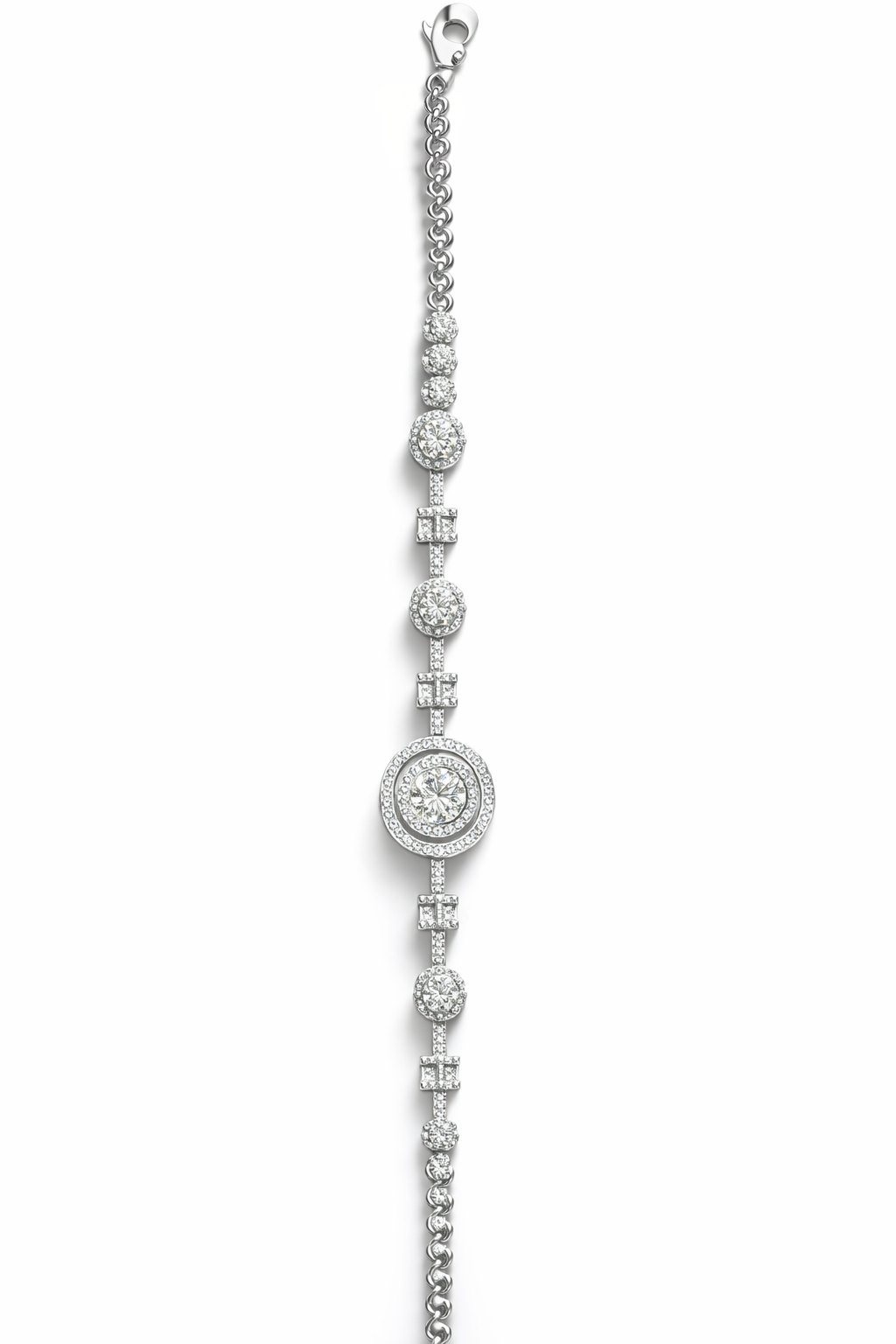 Royal Oval Halo American Diamond Jewelry Set Rhodium-Plated Sterling Silver-Saleh Sallom