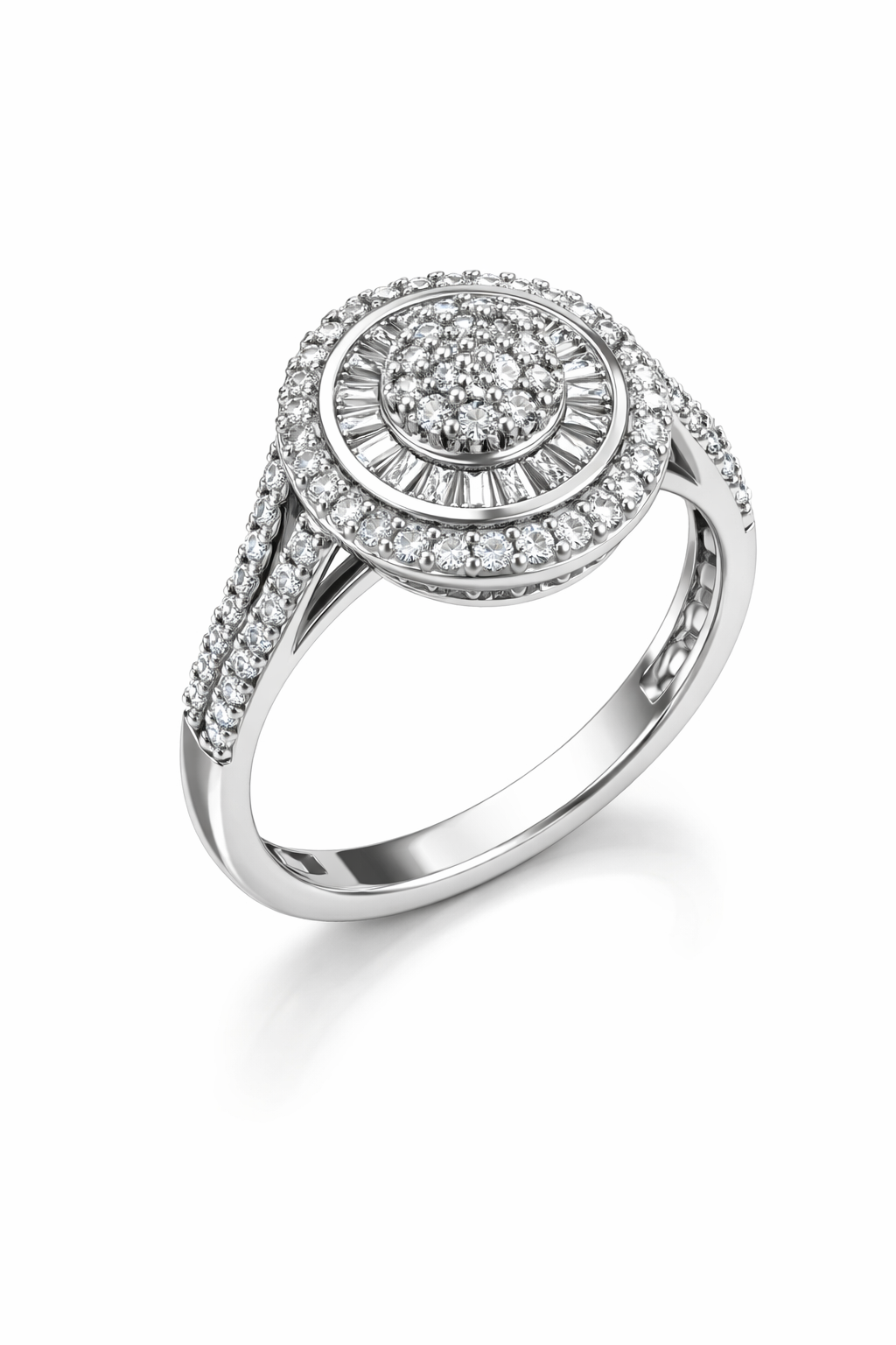 Royal Oval Halo American Diamond Jewelry Set Rhodium-Plated Sterling Silver-Saleh Sallom