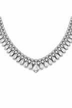 Celestia Teardrop American Diamond Jewelry Set Rhodium-Plated Sterling Silver-Saleh Sallom