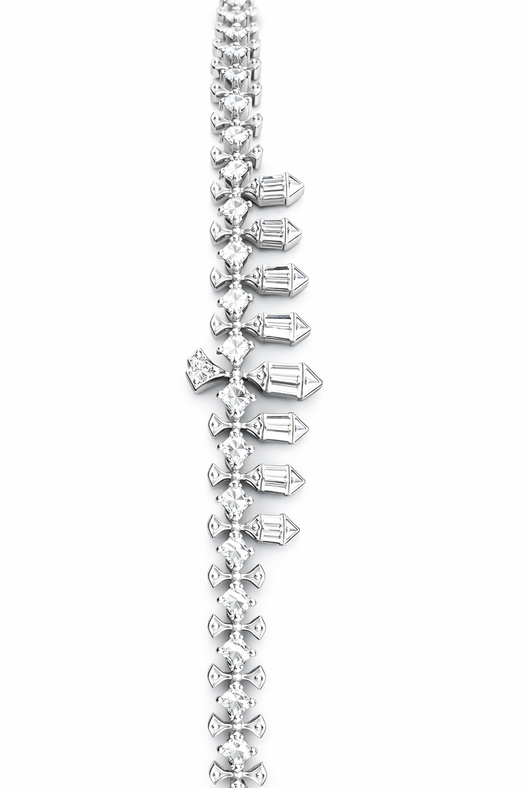 Celestia Teardrop American Diamond Jewelry Set Rhodium-Plated Sterling Silver-Saleh Sallom