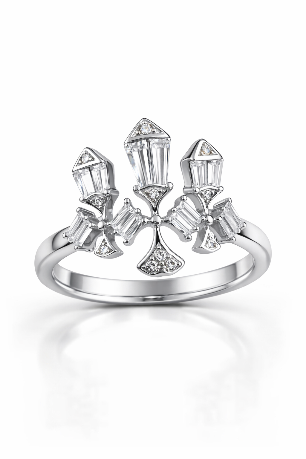 Celestia Teardrop American Diamond Jewelry Set Rhodium-Plated Sterling Silver-Saleh Sallom