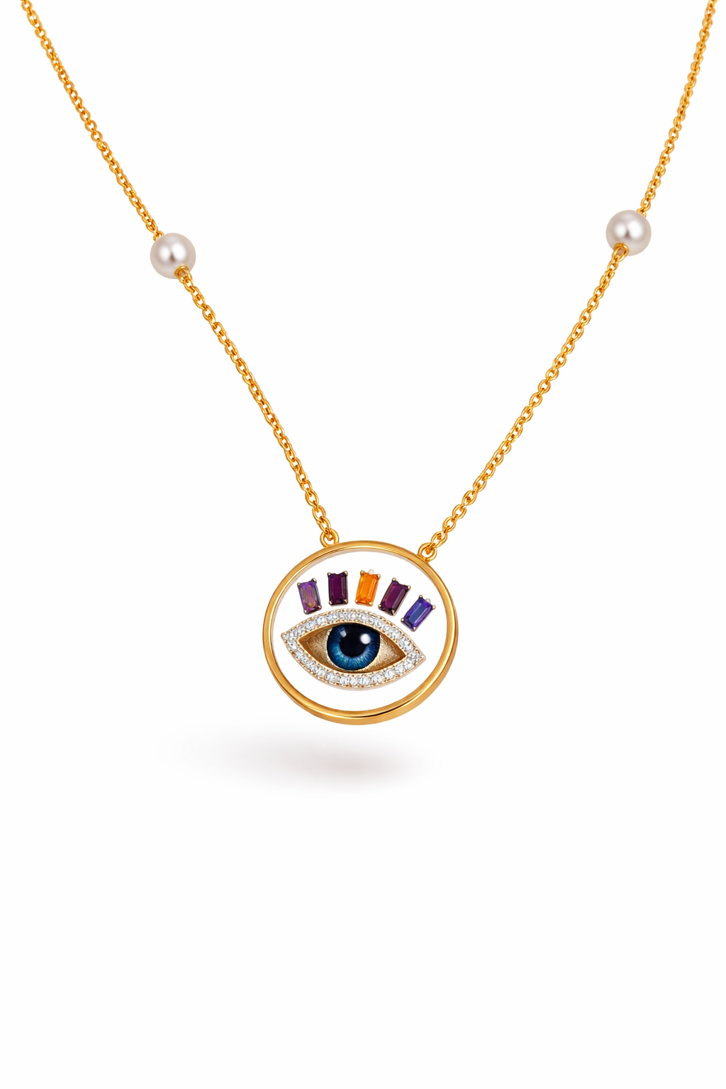Evil Eye Diamond Necklace Natural Diamond · 18K Yellow Gold-Saleh Sallom