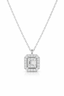 Emerald-Cut Diamond Halo Necklace in 18K White Gold-Saleh Sallom
