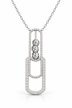 18K White Gold Diamond Link Pendant Necklace-Saleh Sallom