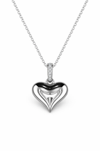 18K White Gold Heart Pendant with Natural Diamond Accents-Saleh Sallom
