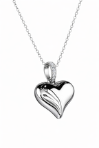 18K White Gold Heart Pendant with Natural Diamond Accents-Saleh Sallom