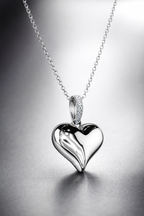 18K White Gold Heart Pendant with Natural Diamond Accents-Saleh Sallom