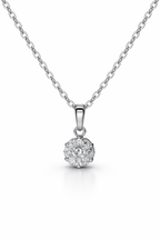 18K White Gold Natural Diamond Cluster Pendant Necklace-Saleh Sallom