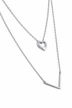 Natural Diamond Heart Necklace with Geometric Pendant-Saleh Sallom