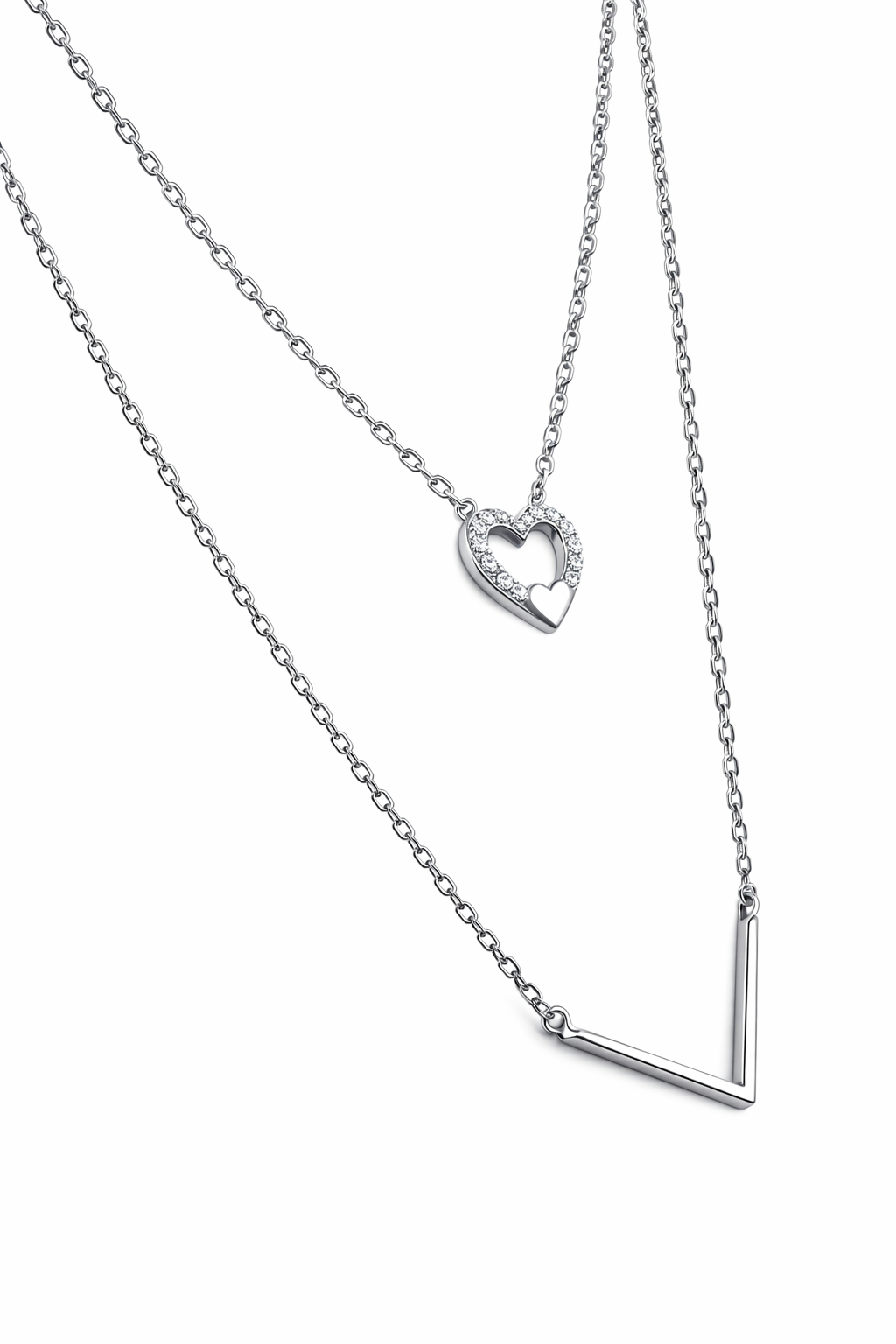 Natural Diamond Heart Necklace with Geometric Pendant-Saleh Sallom