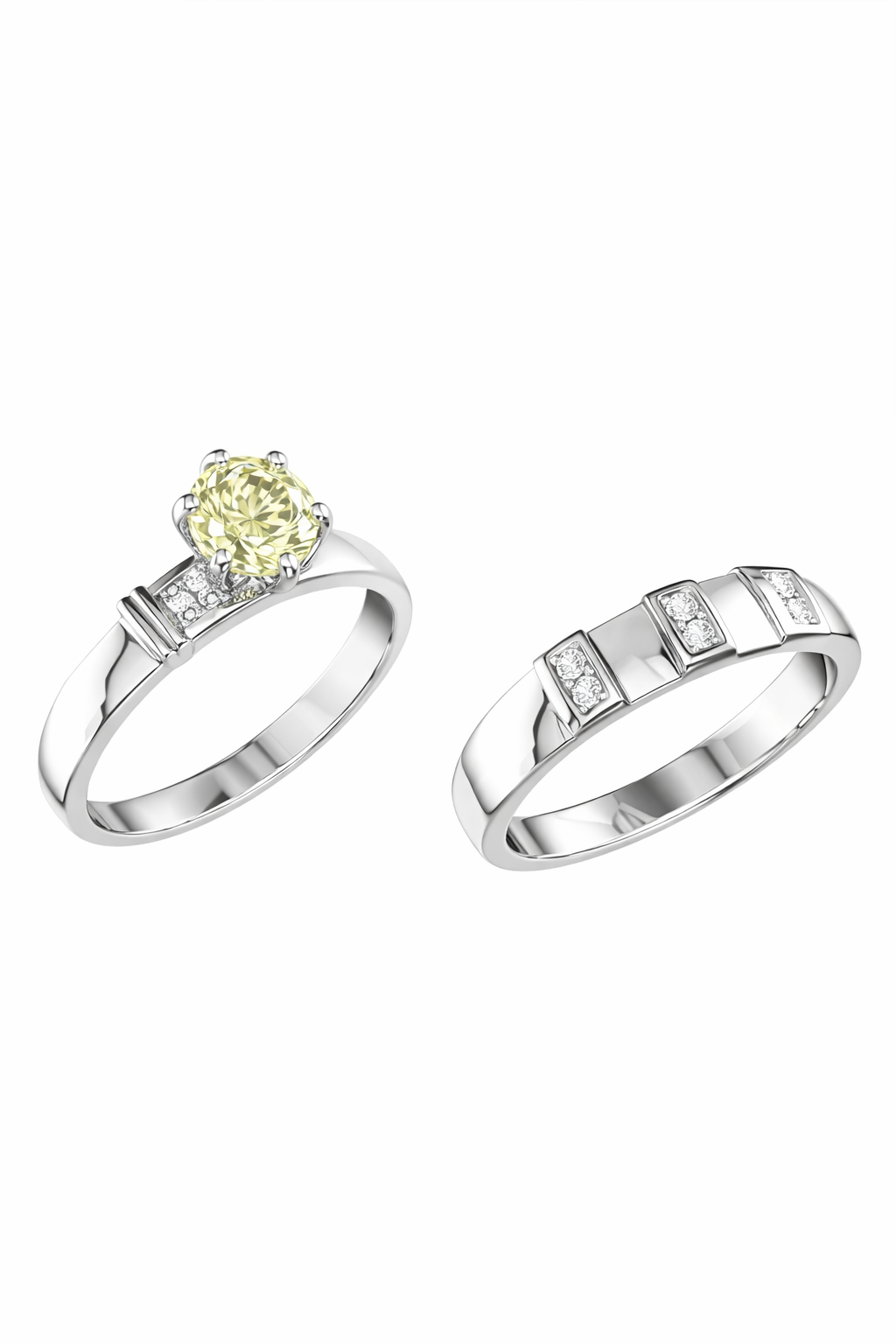 Radiant Harmony Natural Yellow Diamond Ring 18K White Gold with Natural Diamond Accents-Saleh Sallom