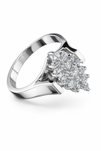 14K White Gold with Natural Diamond Cluster-Saleh Sallom