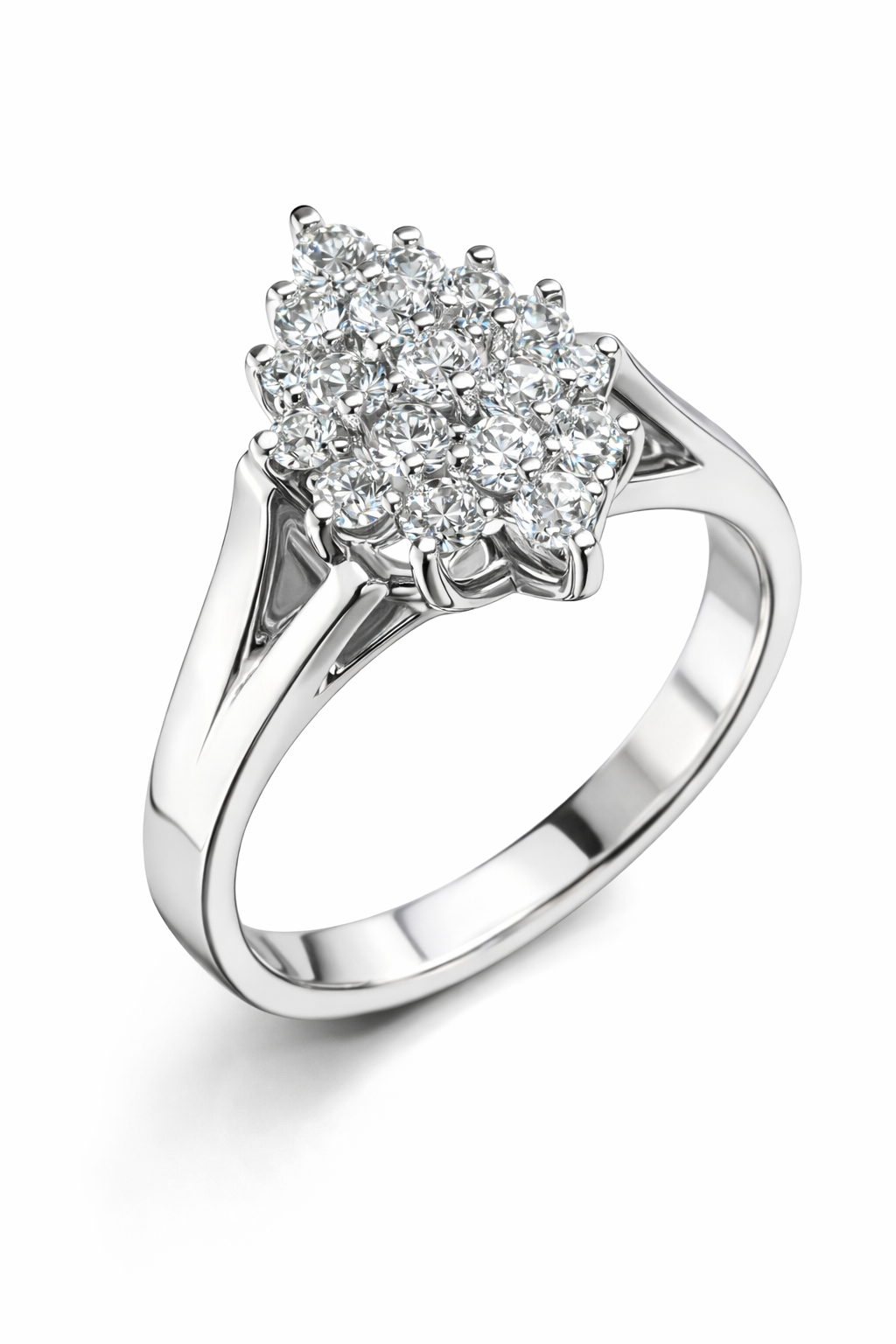14K White Gold with Natural Diamond Cluster-Saleh Sallom