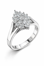 14K White Gold with Natural Diamond Cluster-Saleh Sallom