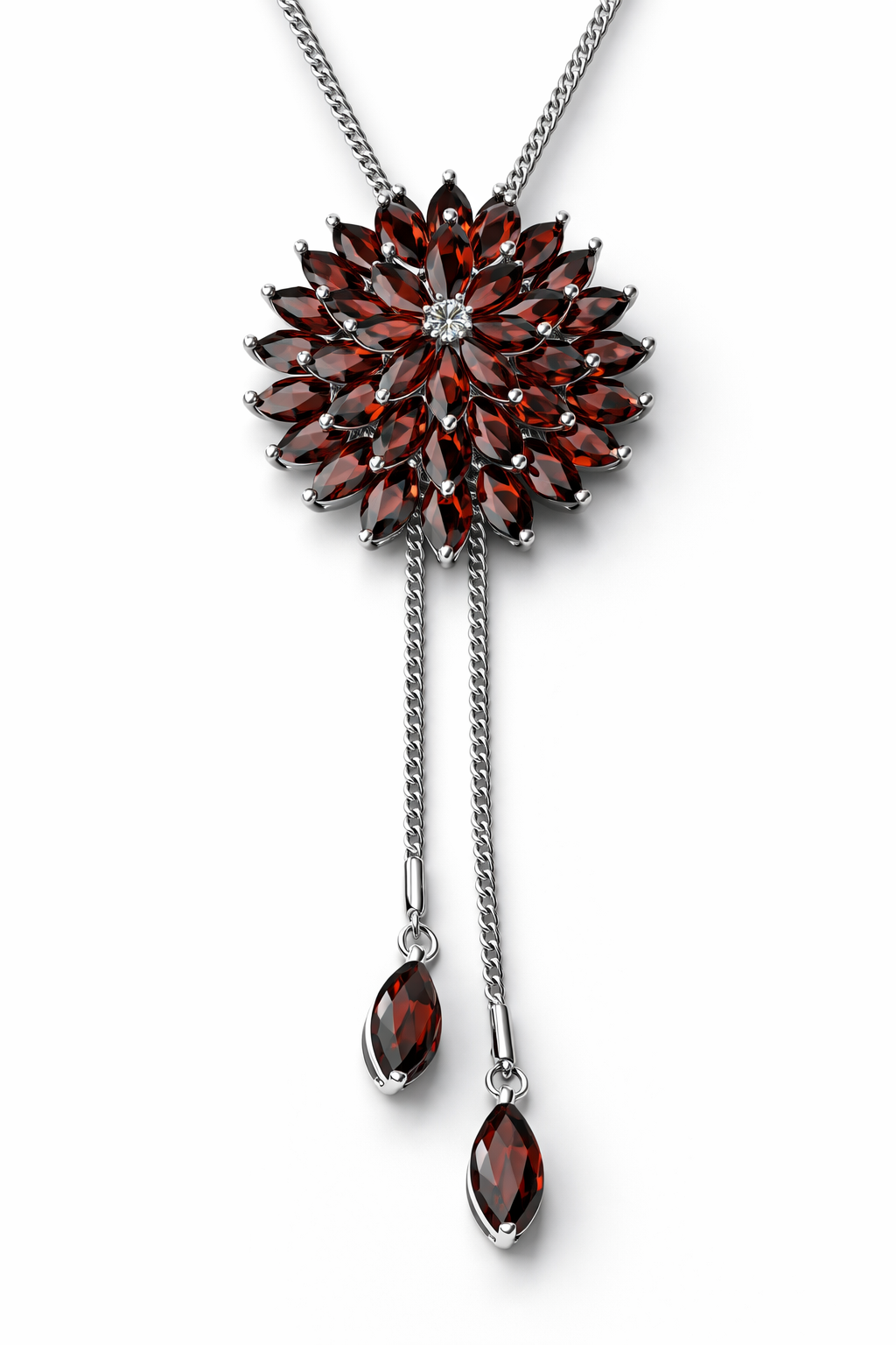 18K White Gold with Natural Garnet & Diamond Accents-Saleh Sallom