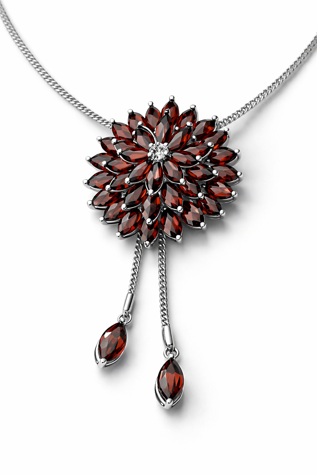 18K White Gold with Natural Garnet & Diamond Accents-Saleh Sallom Main image